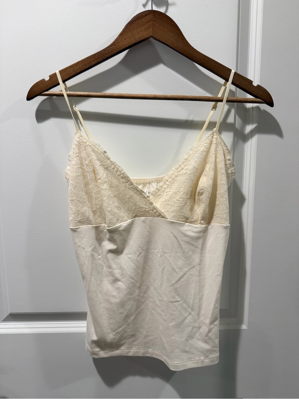 White House Black Market Cream Lace-Trim Camisole Top